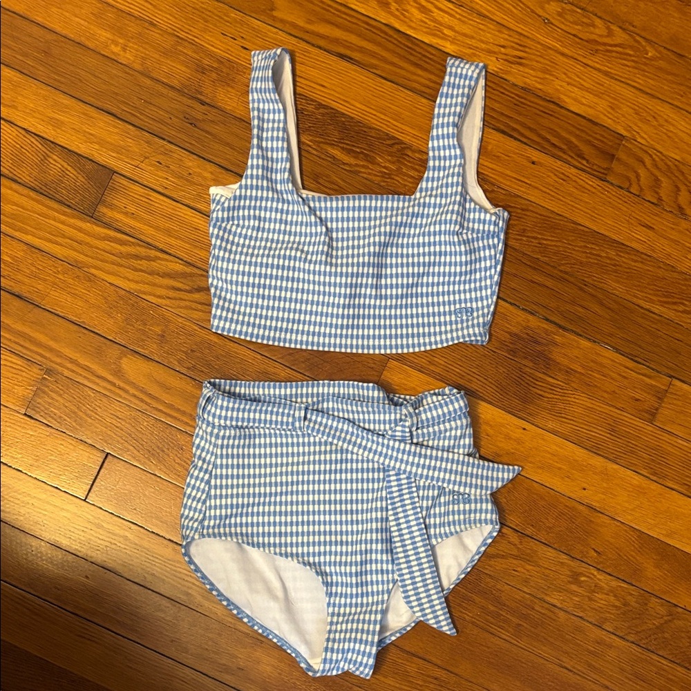 Chic Blue Checkered Bikini Set